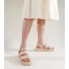 imageAnkis Platform Sandals Two Bands Open Toe Heeled Sandals with Adjustable Ankle Strap Comfortable and Lightweight Wedge Shoes in SummerNude Pu