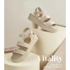 imageAnkis Platform Sandals Two Bands Open Toe Heeled Sandals with Adjustable Ankle Strap Comfortable and Lightweight Wedge Shoes in SummerNude Pu