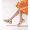 imageAnkis Platform Sandals Two Bands Open Toe Heeled Sandals with Adjustable Ankle Strap Comfortable and Lightweight Wedge Shoes in SummerNude Pu