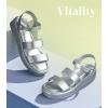 imageAnkis Platform Sandals Two Bands Open Toe Heeled Sandals with Adjustable Ankle Strap Comfortable and Lightweight Wedge Shoes in SummerSilver Pu