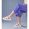imageAnkis Platform Sandals Two Bands Open Toe Heeled Sandals with Adjustable Ankle Strap Comfortable and Lightweight Wedge Shoes in SummerWhite Pu