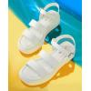 imageAnkis Platform Sandals Two Bands Open Toe Heeled Sandals with Adjustable Ankle Strap Comfortable and Lightweight Wedge Shoes in SummerWhite Pu