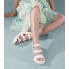 imageAnkis Platform Sandals Two Bands Open Toe Heeled Sandals with Adjustable Ankle Strap Comfortable and Lightweight Wedge Shoes in SummerWhite Pu