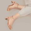 imageAnkis Square Toe Heels for Women  Nude Silver Black Clear Heels Open Toe Ankle Strap Block Chunky Low Heeled Sandal Comfortable Wedding Dress Heel Sandals Standard Size 225 Inches Heel DesignNudeSuede