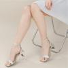 imageAnkis Square Toe Heels for Women  Nude Silver Black Clear Heels Open Toe Ankle Strap Block Chunky Low Heeled Sandal Comfortable Wedding Dress Heel Sandals Standard Size 225 Inches Heel DesignSilverGlitter