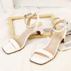 imageAnkis Square Toe Heels for Women  Nude Silver Black Clear Heels Open Toe Ankle Strap Block Chunky Low Heeled Sandal Comfortable Wedding Dress Heel Sandals Standard Size 225 Inches Heel DesignWhite Pu