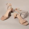 imageAnkis Square Toe Heels for Women  Nude Silver Black Clear Heels Open Toe Ankle Strap Block Chunky Low Heeled Sandal Comfortable Wedding Dress Heel Sandals Standard Size 225 Inches Heel DesignNudeSuede