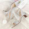 imageAnkis Square Toe Heels for Women  Nude Silver Black Clear Heels Open Toe Ankle Strap Block Chunky Low Heeled Sandal Comfortable Wedding Dress Heel Sandals Standard Size 225 Inches Heel DesignSilverGlitter