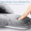 imageAnkis Womens Fuzzy Fluffy Slippers  2Pair Cozy Soft Comfy Relax Fluffy Slippers Cross Band Open Toe Nonslip Womens Slippers Indoor and Outdoor Fluffy Slippers Fuzzy SlippersGrey