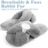 imageAnkis Womens Fuzzy Fluffy Slippers  2Pair Cozy Soft Comfy Relax Fluffy Slippers Cross Band Open Toe Nonslip Womens Slippers Indoor and Outdoor Fluffy Slippers Fuzzy SlippersGrey