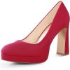 imageAnkis Platform Heels Womens Pumps Black White Nude Closed Toe Chunky Heel ShoesRed Suede