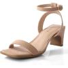 imageAnkis Square Toe Heels for Women  Nude Silver Black Clear Heels Open Toe Ankle Strap Block Chunky Low Heeled Sandal Comfortable Wedding Dress Heel Sandals Standard Size 225 Inches Heel DesignNudeSuede