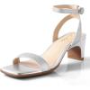 imageAnkis Square Toe Heels for Women  Nude Silver Black Clear Heels Open Toe Ankle Strap Block Chunky Low Heeled Sandal Comfortable Wedding Dress Heel Sandals Standard Size 225 Inches Heel DesignSilverGlitter