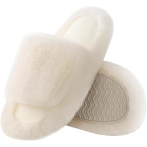 imageAnkis Comfy Womens Plush Slippers  Cute Chic Versatile Pretty Platform Slippers Open Toe Nonslip Womens House Fluffy Slippers Fuzzy Slippers for Women Indoor Outdoor All SeasonsBeige