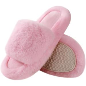 imageAnkis Comfy Womens Plush Slippers  Cute Chic Versatile Pretty Platform Slippers Open Toe Nonslip Womens House Fluffy Slippers Fuzzy Slippers for Women Indoor Outdoor All SeasonsPink