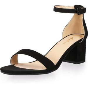 imageAnkis Nude Silver Black Heels Womens Open Toe Ankle Strap Block Chunky Low Heeled Sandal Comfortable Office Wedding Dress Pump Shoes Standard Size 225 Inches Heel DesignBlack Suede