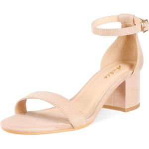 imageAnkis Nude Silver Black Heels Womens Open Toe Ankle Strap Block Chunky Low Heeled Sandal Comfortable Office Wedding Dress Pump Shoes Standard Size 225 Inches Heel DesignNude Suede
