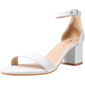 imageAnkis Nude Silver Black Heels Womens Open Toe Ankle Strap Block Chunky Low Heeled Sandal Comfortable Office Wedding Dress Pump Shoes Standard Size 225 Inches Heel DesignWhite Pu