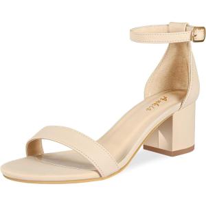 imageAnkis Nude Silver Black Heels Womens Open Toe Ankle Strap Block Chunky Low Heeled Sandal Comfortable Office Wedding Dress Pump Shoes Standard Size 225 Inches Heel DesignNude Nubuck
