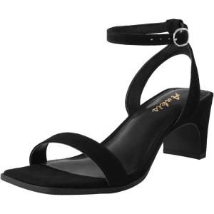 imageAnkis Square Toe Heels for Women  Nude Silver Black Clear Heels Open Toe Ankle Strap Block Chunky Low Heeled Sandal Comfortable Wedding Dress Heel Sandals Standard Size 225 Inches Heel DesignBlackSuede