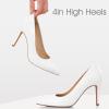 imageAnkis High Heel Womens Pumps Black Sliver White Blue Heels Closed Toe Pointed Toe 4in Stiletto Heel for Women Comfy Memory Foam Pump Shoe Party Wedding Work Classic Dressy Casual with Gel InsolesWhite Pat