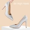 imageAnkis High Heel Womens Pumps Black Sliver White Blue Heels Closed Toe Pointed Toe 4in Stiletto Heel for Women Comfy Memory Foam Pump Shoe Party Wedding Work Classic Dressy Casual with Gel InsolesSilver Glitter