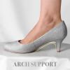imageAnkis Black Nude White Silver Pumps for Women Comfortable Low Heel Women Pumps Closed Round Toe Dress Shoes for Work Office Wedding Party Prom 25 InchSilver Glitter