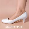 imageAnkis Black Nude White Silver Pumps for Women Comfortable Low Heel Women Pumps Closed Round Toe Dress Shoes for Work Office Wedding Party Prom 25 InchWhite Pu