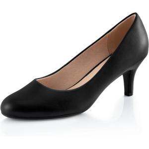 imageAnkis Black Nude White Silver Pumps for Women Comfortable Low Heel Women Pumps Closed Round Toe Dress Shoes for Work Office Wedding Party Prom 25 InchBlack Pu