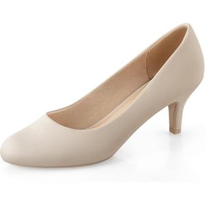imageAnkis Black Nude White Silver Pumps for Women Comfortable Low Heel Women Pumps Closed Round Toe Dress Shoes for Work Office Wedding Party Prom 25 InchNude Nubuck