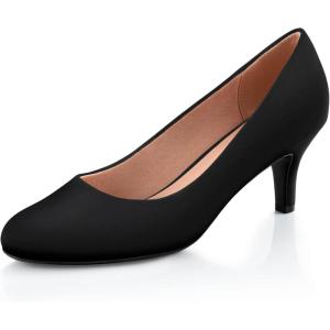 imageAnkis Black Nude White Silver Pumps for Women Comfortable Low Heel Women Pumps Closed Round Toe Dress Shoes for Work Office Wedding Party Prom 25 InchBlack Nubuck