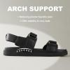 imageAnkis Black White Beige Nude Womens Flat Sandals Comfort Adjustable Front Strap and with a Back Strap Women Summer SandalsBlack Pu