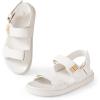 imageAnkis Black White Beige Nude Womens Flat Sandals Comfort Adjustable Front Strap and with a Back Strap Women Summer SandalsBeige