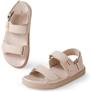 imageAnkis Black White Beige Nude Womens Flat Sandals Comfort Adjustable Front Strap and with a Back Strap Women Summer SandalsNude