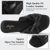 imageAnkis Womens Black White Flat Sandals for Women Dressy Comfortable Summer Beach Sandals for Women 2025 Cute Bow Square Open Toe Slide SandalsDark Black