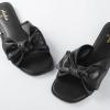 imageAnkis Womens Black White Flat Sandals for Women Dressy Comfortable Summer Beach Sandals for Women 2025 Cute Bow Square Open Toe Slide SandalsDark Black