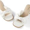 imageAnkis Womens Black White Flat Sandals for Women Dressy Comfortable Summer Beach Sandals for Women 2025 Cute Bow Square Open Toe Slide SandalsWhite