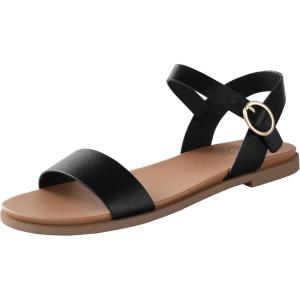 imageAnkis Flat sandals for Women Open Toe Comfy Womens Flats Tan Black White Sandals for Dressy Work DailyBlack