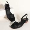 imageAnkis Low Heel Women Sandal Square Open Toe Brown Black White Leather Flat Sandal Comfortable Summer Slip on Slide Shoe Casual Beach Party Wedding 2025Black
