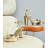 imageAnkis Platform Heels for Women 4 Inches Chunky Heels Sandals for Women Comfy Open Toe Block Heeled Sandals Nude White Silver Gold Black Ankle Strappy Heels for WomenGold Pu