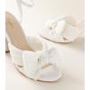 imageAnkis White Gold Bow Heel Chunky Wedding Shoes for Bride 315 Inch High Heel Open Toe Ankle Buckle Strap Dressy Pleated Kont Women Shoe Party Graduation Event SummerWhite