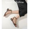 imageAnkis Black Nude White Red Women Sandals Comfortable Walking Strappy Open Toe Sandals for Women Dressy Summer 1 Inch Low block Heel Flat Adjustable Ankle Strap Wide Available Shoes 2024Leopard