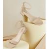 imageAnkis Nude Black White Women Sandals Dressy 1 Inch Low Block Heel Strappy Open Toe Flat Casual Sandals for Women Comfortable Adjustable Ankle Strap Shoes Wedding Summer 2024Nude Nubuck