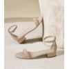 imageAnkis Nude Black White Women Sandals Dressy 1 Inch Low Block Heel Strappy Open Toe Flat Casual Sandals for Women Comfortable Adjustable Ankle Strap Shoes Wedding Summer 2024Nude Suede