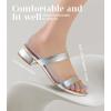 imageAnkis Women Black White Nude Clear Heels Sandals  1 Inch Heels for Women Low Chunky Block Heels Comfortable Two Strap Open Toe Flat Sandals Shoe for Dressy Wedding SummerSilver Pu a