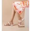 imageAnkis Women Black White Nude Clear Heels Sandals  1 Inch Heels for Women Low Chunky Block Heels Comfortable Two Strap Open Toe Flat Sandals Shoe for Dressy Wedding SummerWhite Pu