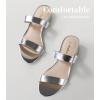 imageAnkis Women Black White Nude Clear Heels Sandals  1 Inch Heels for Women Low Chunky Block Heels Comfortable Two Strap Open Toe Flat Sandals Shoe for Dressy Wedding SummerSilver Pu
