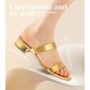 imageAnkis Women Black White Nude Clear Heels Sandals  1 Inch Heels for Women Low Chunky Block Heels Comfortable Two Strap Open Toe Flat Sandals Shoe for Dressy Wedding SummerGold Pu a