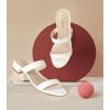 imageAnkis Women Black White Nude Clear Heels Sandals  1 Inch Heels for Women Low Chunky Block Heels Comfortable Two Strap Open Toe Flat Sandals Shoe for Dressy Wedding SummerWhite Pu