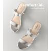 imageAnkis Women Black White Nude Clear Heels Sandals  1 Inch Heels for Women Low Chunky Block Heels Comfortable Two Strap Open Toe Flat Sandals Shoe for Dressy Wedding SummerSilver Pu a